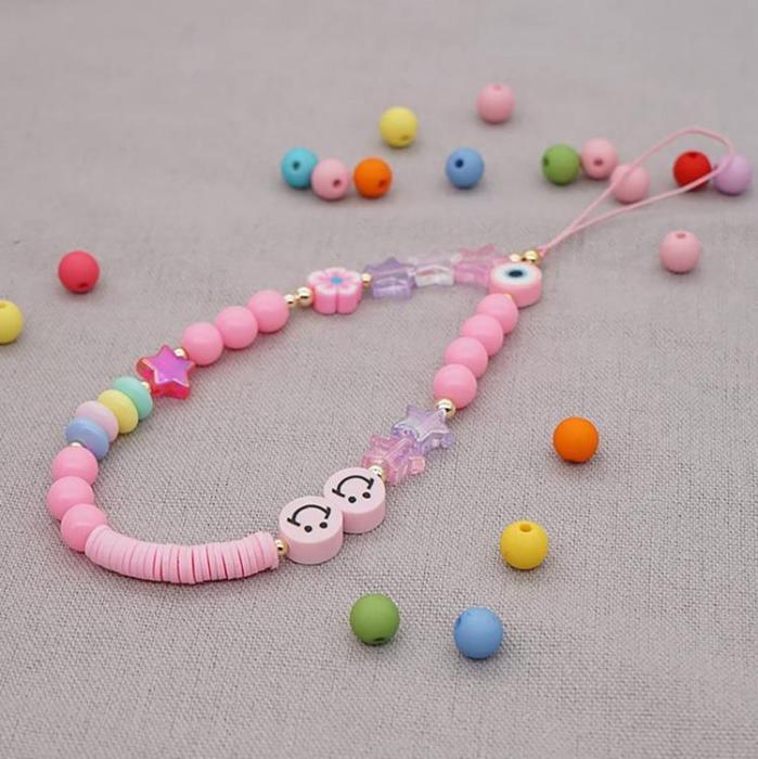 UTGATT - Mobilsmycken Snöre Hänge Strängpärlor - Rosa