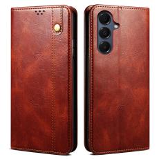 OEM - Pl&aring;nboksfodral f&ouml;r Samsung Galaxy S26 Konstl&auml;der St&auml;ll - Brun