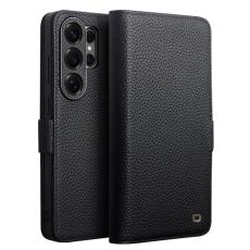 QIALINO - Qialino Pl&aring;nboksfodral f&ouml;r Samsung Galaxy S26 Ultra &Auml;kta l&auml;der St&auml;ll - Svart
