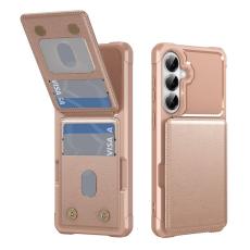 OEM - Mobilfodral f&ouml;r Samsung Galaxy S26 Kickstand Kortfack Konstl&auml;der - Ros&eacute;guld