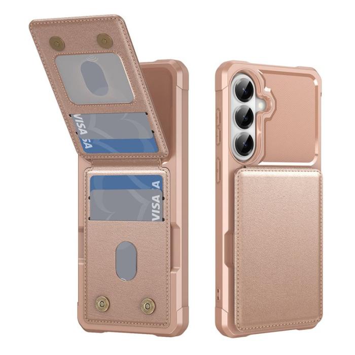 OEM - Mobilfodral för Samsung Galaxy S26 Kickstand Kortfack Konstläder - Roséguld