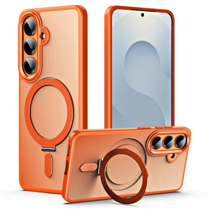 OEM - Mobilskal för Samsung Galaxy S26 TPU + Akryl Magnetisk Kickstand - Orange