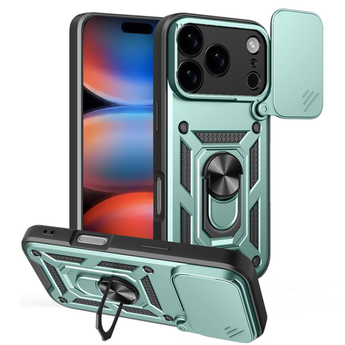 Amorus - AMORUS iPhone 17 Pro Mobilskal Med Kameralinsreglage - Grön