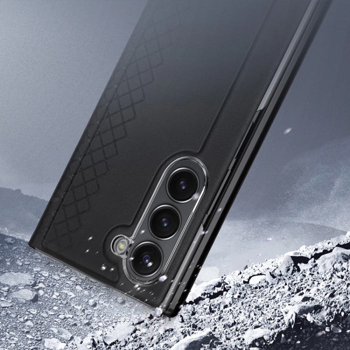 Dux Ducis - Dux Ducis Galaxy Z Fold 6 Plånboksfodral Brill Läder - Svart