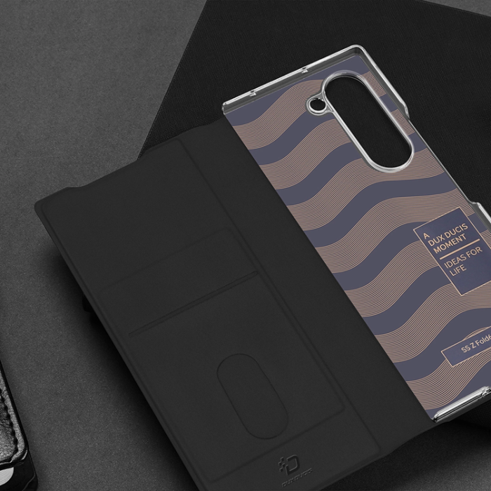 Dux Ducis - Dux Ducis Galaxy Z Fold 6 Plånboksfodral Brill Läder - Svart