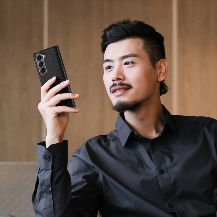 Dux Ducis - Dux Ducis Galaxy Z Fold 6 Plånboksfodral Brill Läder - Svart