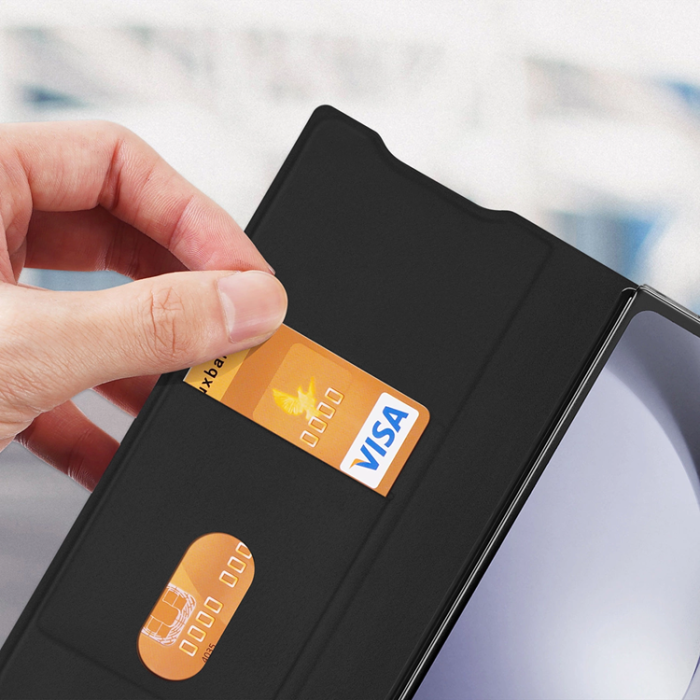 Dux Ducis - Dux Ducis Galaxy Z Fold 6 Plånboksfodral Brill Läder - Svart