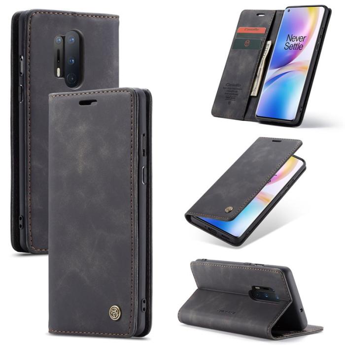 Caseme - CASEME Series Plånboksfodral Konstläder för OnePlus 8 Pro - Svart