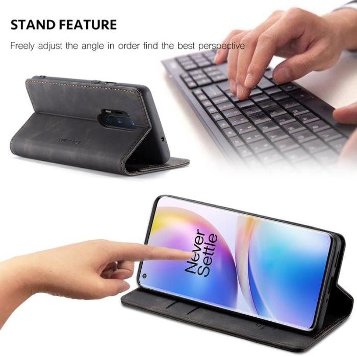 Caseme - CASEME Series Plånboksfodral Konstläder för OnePlus 8 Pro - Svart