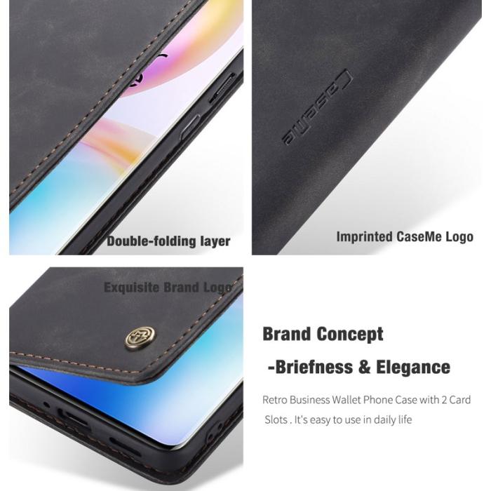 Caseme - CASEME Series Plånboksfodral Konstläder för OnePlus 8 Pro - Svart