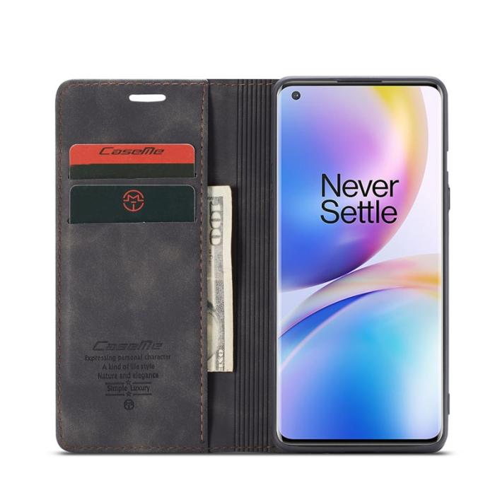 Caseme - CASEME Series Plånboksfodral Konstläder för OnePlus 8 Pro - Svart