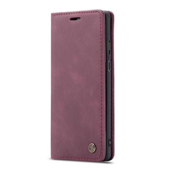 Caseme - CASEME Series Plånboksfodral Konstläder för OnePlus 8 Pro - Vinröd