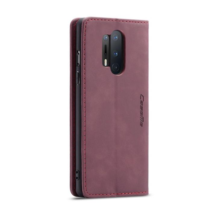 Caseme - CASEME Series Plånboksfodral Konstläder för OnePlus 8 Pro - Vinröd