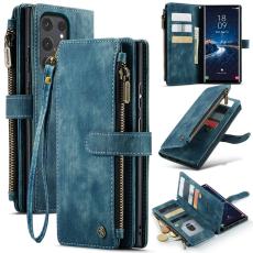 Caseme - CASEME Konstl&auml;der Pl&aring;nboksfodral f&ouml;r Samsung Galaxy S25 Ultra med rem - Bl&aring;