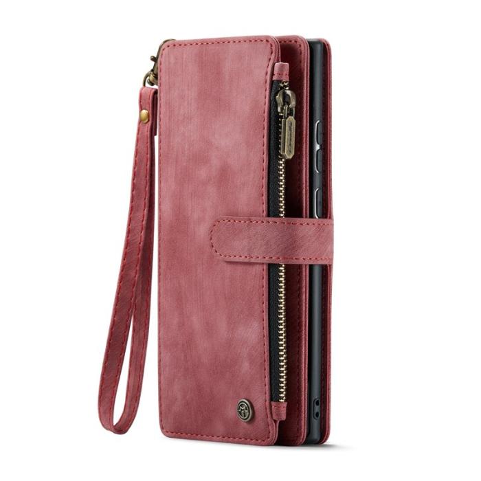 Caseme - CASEME Konstläder Plånboksfodral för Samsung Galaxy S25 Ultra Röd