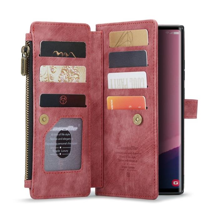 Caseme - CASEME Konstläder Plånboksfodral för Samsung Galaxy S25 Ultra Röd