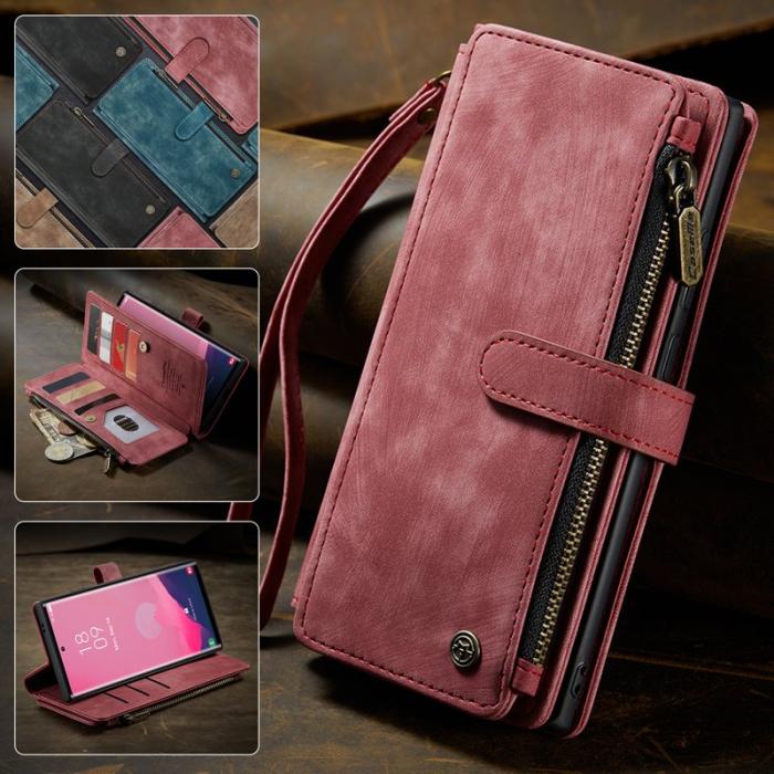 Caseme - CASEME Konstläder Plånboksfodral för Samsung Galaxy S25 Ultra Röd