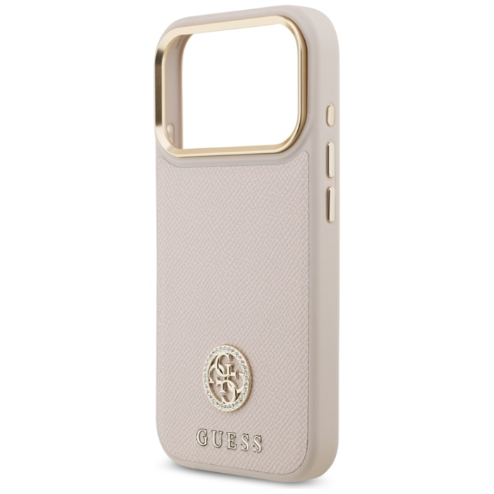 Guess - Guess iPhone 17 Pro Mobilskal Magsafe Grained Strass Logo - Rosa