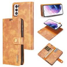 DG.MING - DG.MING Samsung Galaxy S21+ 5G 2-i-1 Pl&aring;nboksfodral &Auml;kta L&auml;der Brun