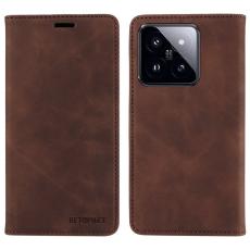 BETOPNICE - BETOPNICE 003 f&ouml;r Xiaomi 14 Pro Pl&aring;nboksfodral Konstl&auml;der - Brun
