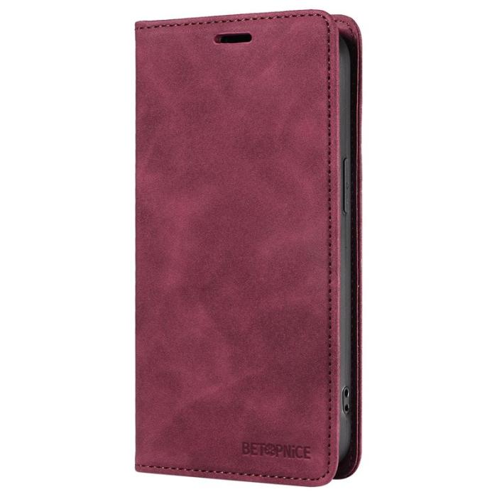 BETOPNICE - BETOPNICE 003 för Xiaomi 14 Konstläder Plånboksfodral RFID-Skydd - Röd