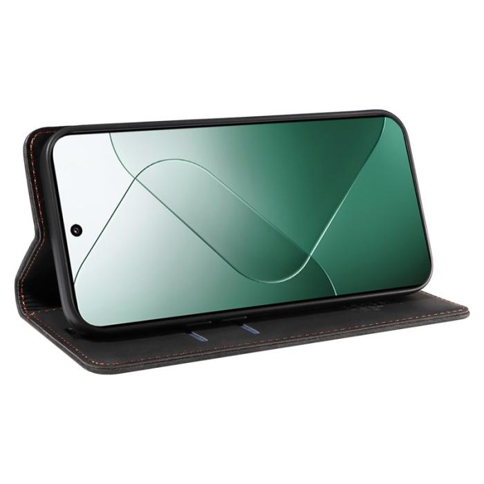 BETOPNICE - BETOPNICE 003 för Xiaomi 14 Konstläder Plånboksfodral RFID-Skydd - Svart
