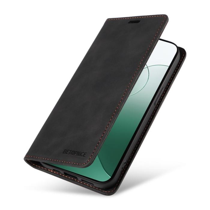 BETOPNICE - BETOPNICE 003 för Xiaomi 14 Konstläder Plånboksfodral RFID-Skydd - Svart