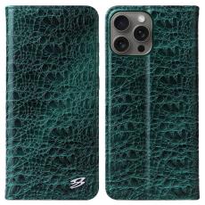 FIERRE SHANN - FIERRE SHANN iPhone 16 Pro Pl&aring;nboksfodral &Auml;kta l&auml;der - Gr&ouml;n