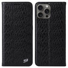 FIERRE SHANN - FIERRE SHANN iPhone 16 Pro Pl&aring;nboksfodral &Auml;kta l&auml;der - Svart