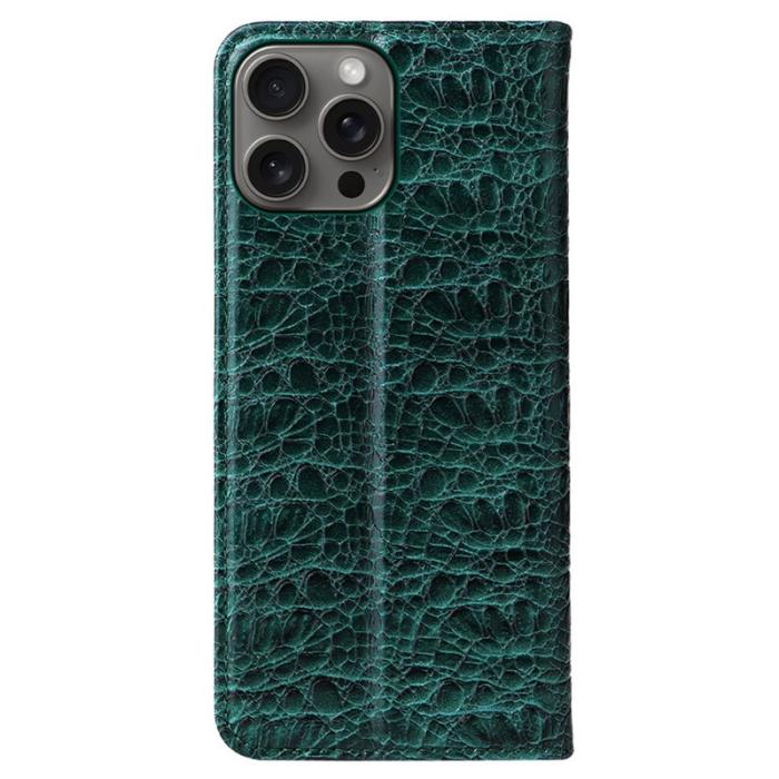 FIERRE SHANN - FIERRE SHANN iPhone 16 Pro Plånboksfodral Äkta läder - Grön