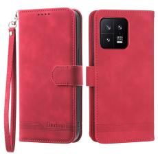 DIERFENG - DIERFENG DF-03 Pl&aring;nboksfodral f&ouml;r Xiaomi 13 5G - Konstl&auml;der - R&ouml;d