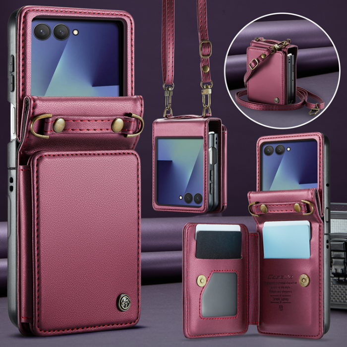 Caseme - CASEME Galaxy Z Flip 7 Plånboksfodral RFID Blocking C22 - Röd