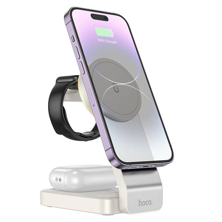 HOCO 3-in-1 Trådlös laddare iPhone - Apple Watch - Airpods - Vit | 505295 | AlltMobil