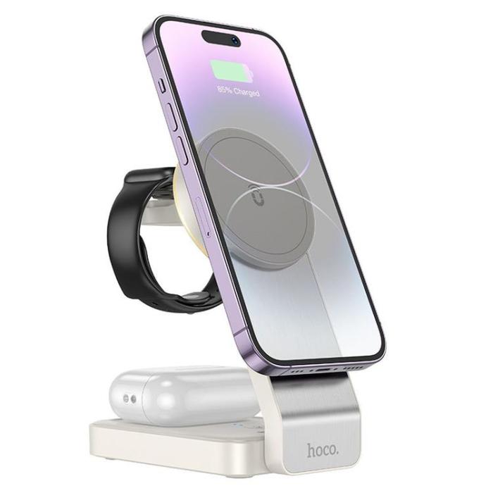 Hoco - HOCO 3-in-1 Trådlös laddare iPhone - Apple Watch - Airpods - Vit