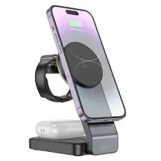 Hoco - HOCO 3-in-1 Trådlös laddare iPhone - Apple Watch - Airpods - Svart