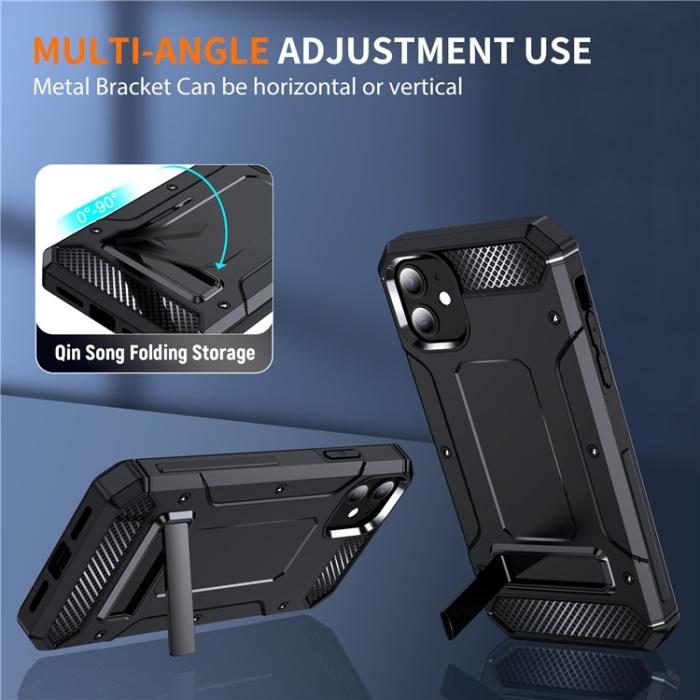 A-One Brand - iPhone 12/12 Pro Mobilskal Kickstand Shockproof - Svart