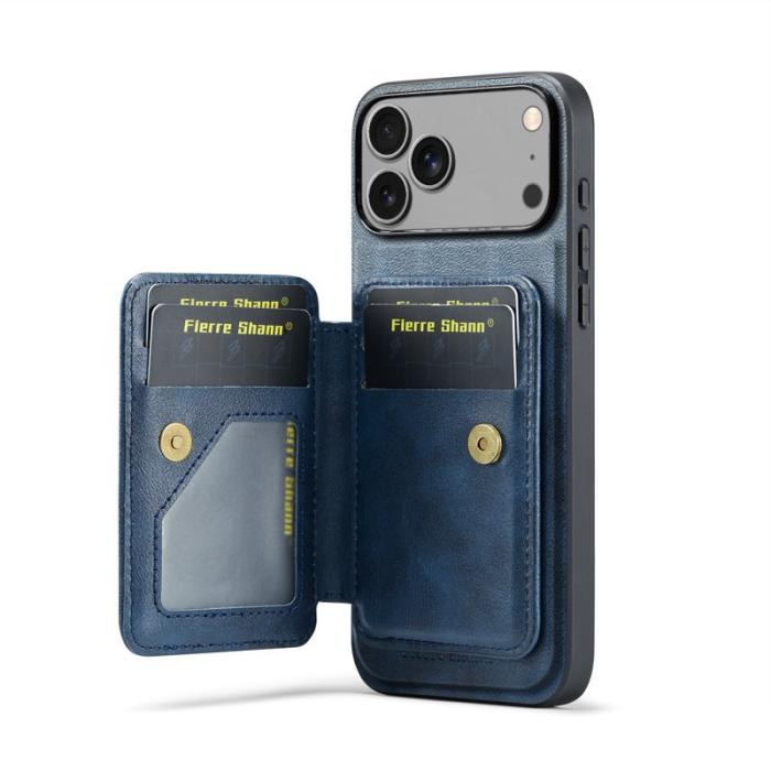 FIERRE SHANN - FIERRE SHANN 028 iPhone 17 Pro Max Fodral KonstLäder - Blå