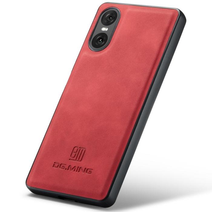 DG.MING - DG.MING Mobilskal till Sony Xperia 10 VI PU Läder + PC + TPU Röd