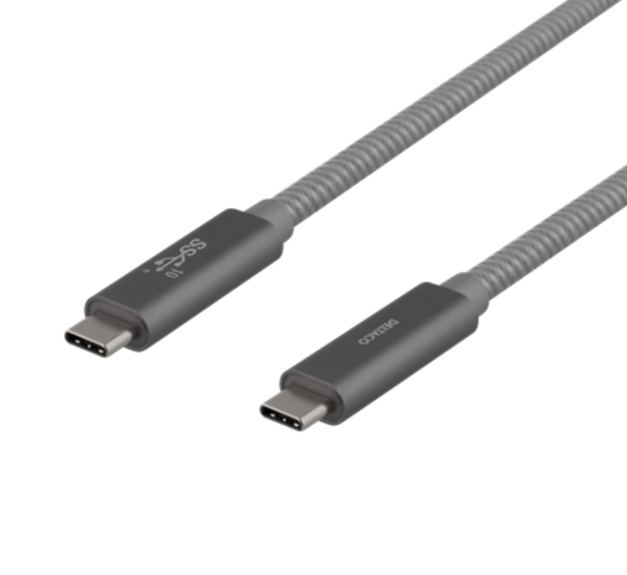 UTGATT1 - Deltaco Super USB-C till USB-C Kabel 100W 1m - Rymd Grå