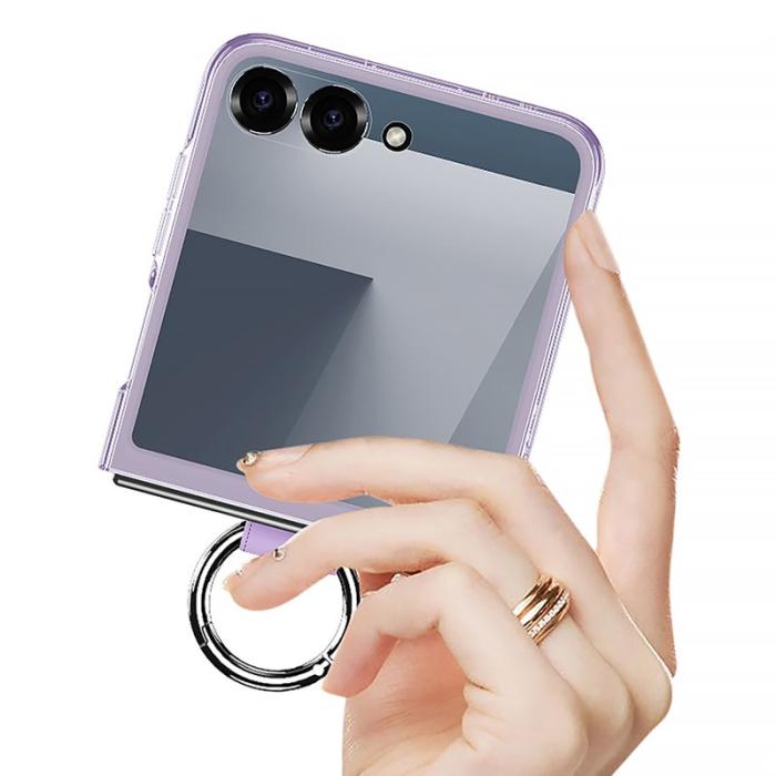 GKK - GKK Samsung Galaxy Z Flip7 Fodral - PC + Tempered Glass - Transparent Rosa