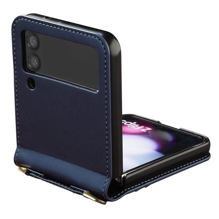 LC.imeeke - LC.IMEEKE för Samsung Galaxy Z Flip4 Plånboksfodral Konstläder - Blå