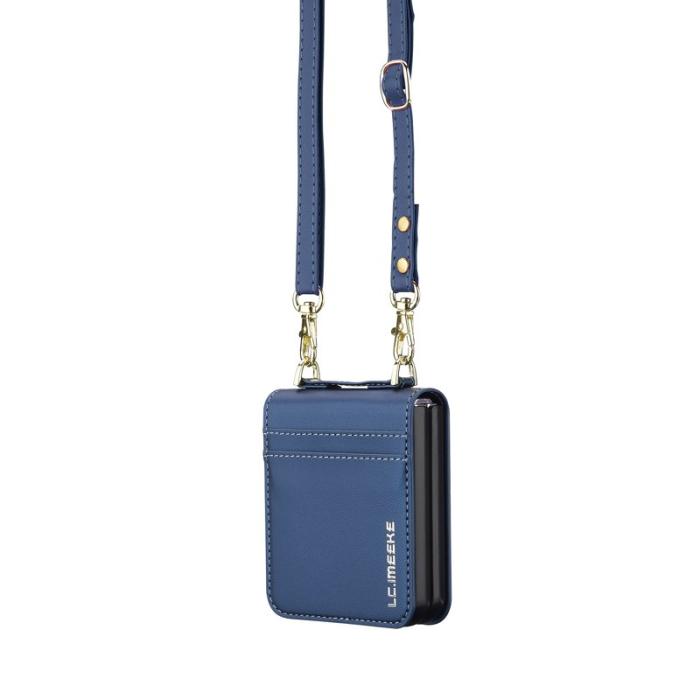 LC.imeeke - LC.IMEEKE för Samsung Galaxy Z Flip4 Plånboksfodral Konstläder - Blå