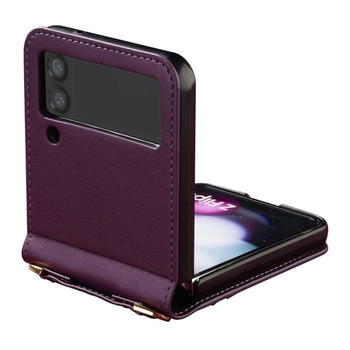 LC.imeeke - LC.IMEEKE för Samsung Galaxy Z Flip4 Plånboksfodral Konstläder - Lila