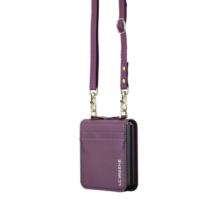 LC.imeeke - LC.IMEEKE för Samsung Galaxy Z Flip4 Plånboksfodral Konstläder - Lila