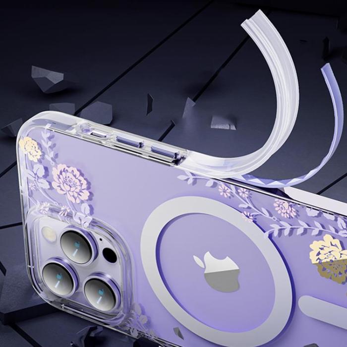 Kingxbar - Kingxbar iPhone 14 Plus Skal Magsafe Flora - Orchid