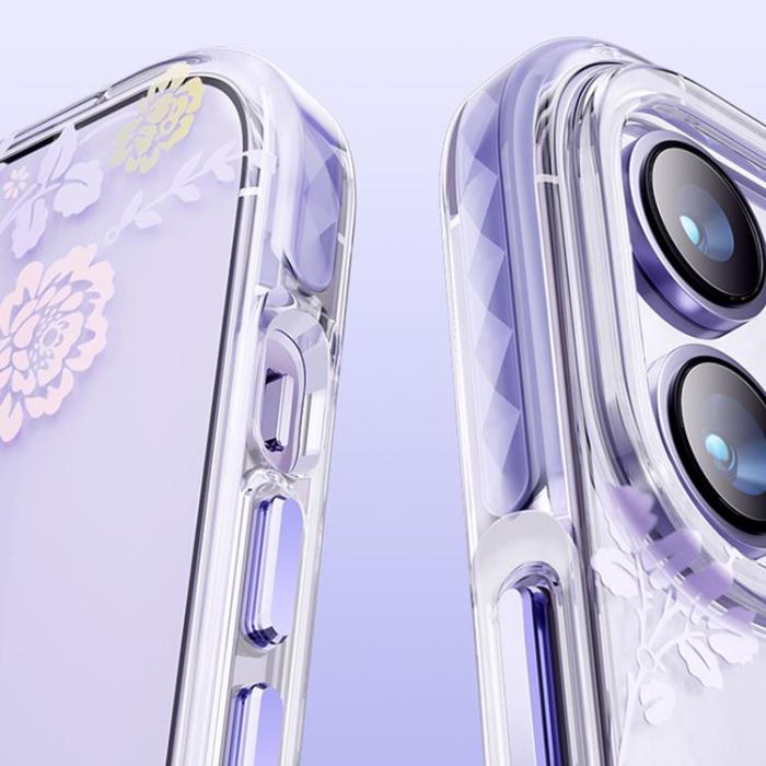 Kingxbar - Kingxbar iPhone 14 Plus Skal Magsafe Flora - Orchid