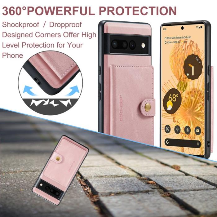 JEEHOOD - JEEHOOD Google Pixel 7 Pro 5G Fodral KonstLäder - Rosa