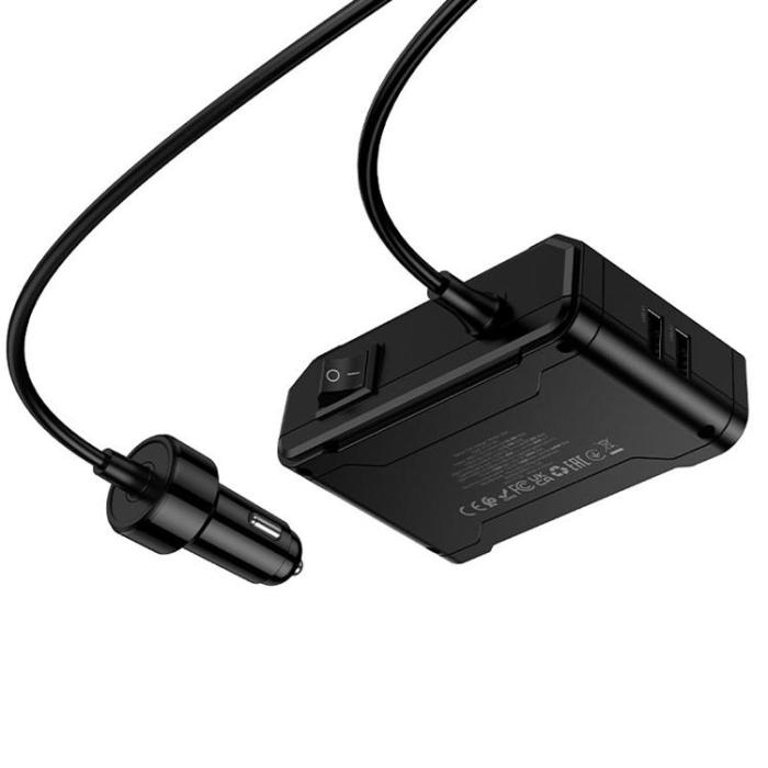 Hoco - Hoco Billaddare 240W 2xUSB-C 2xUSB-A med 3x Cigarettändare Z64 - Svart