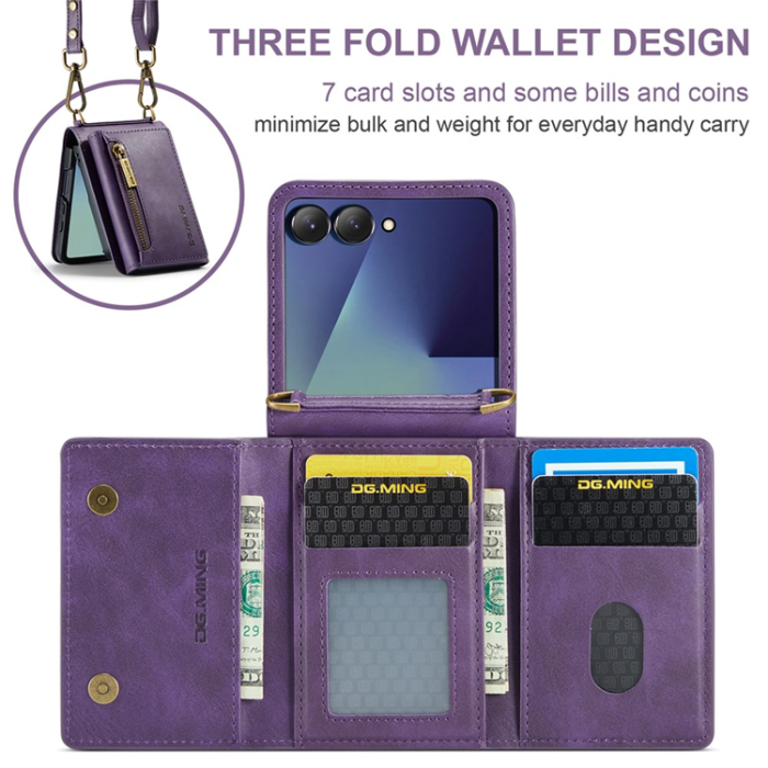 DG.MING - DG.MING Galaxy Z Flip 7 Mobilskal RFID Blocking M5 - Lila