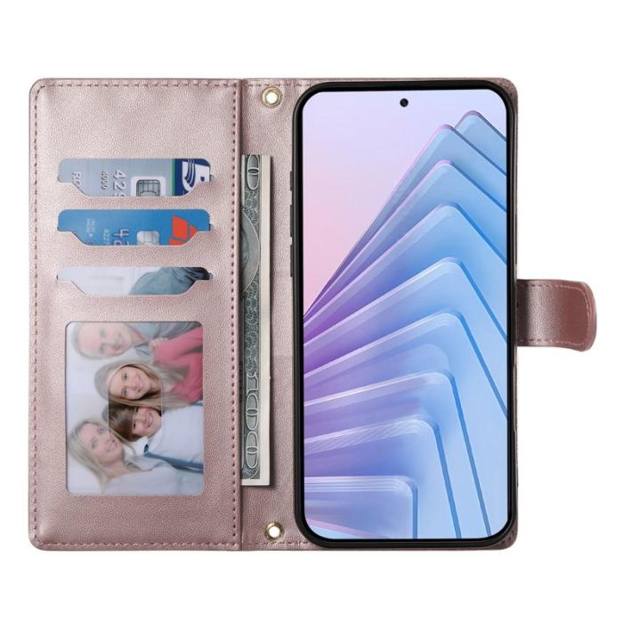 OEM - Samsung Galaxy S26 Fodral Rhombus Stitching Ställ Läder - Roséguld